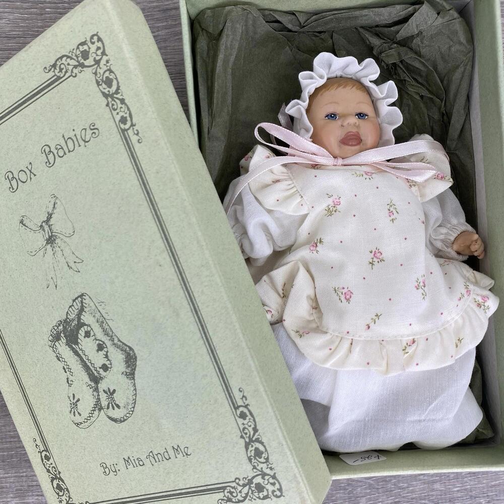Shoe Box Babies 8" Porcelain "Betsy" by Mia and Me- Artist Sandy Jura LE 35/800